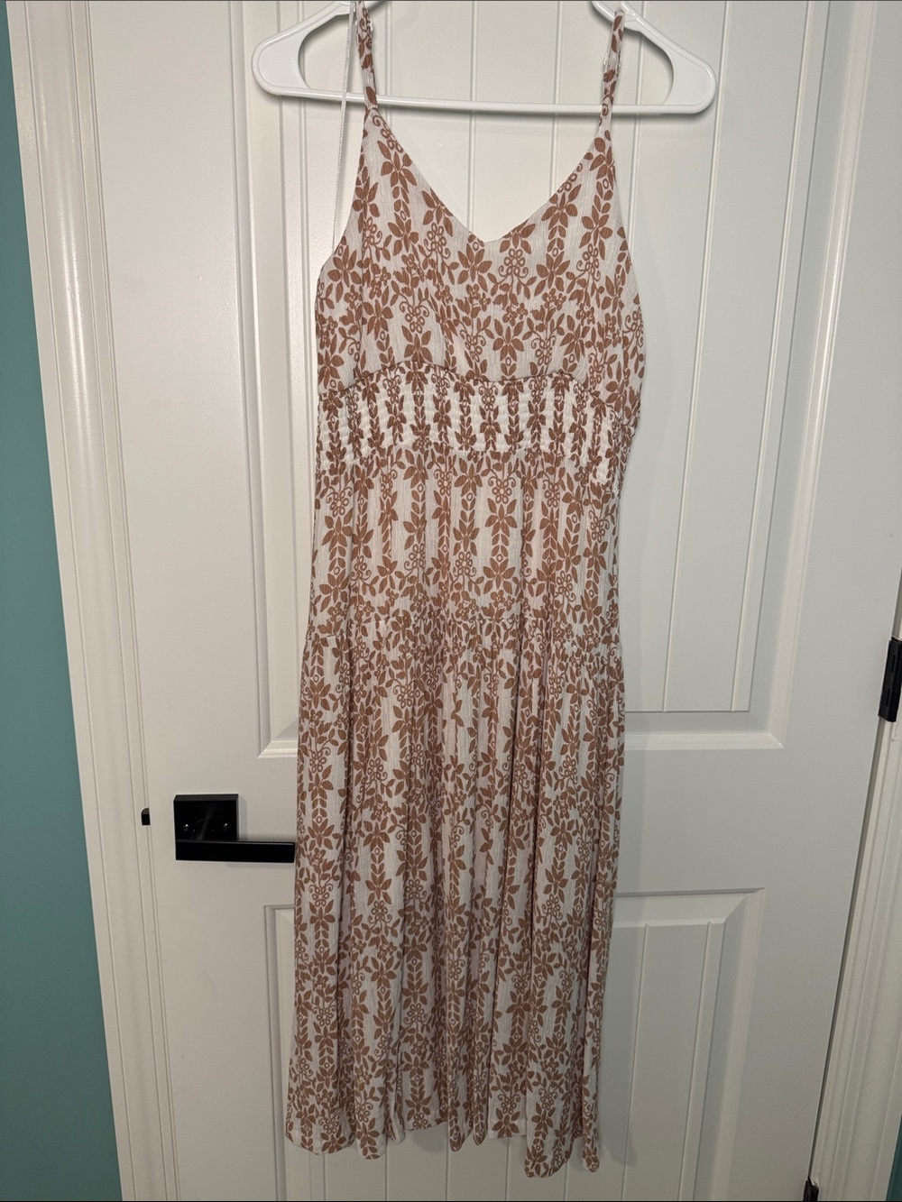 Skies Are Blue Cream Dress with Brown Floral Print